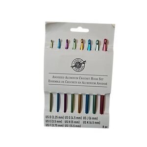 Loops & Threads Anodized Aluminum Crochet Hook 8 Piece Set
